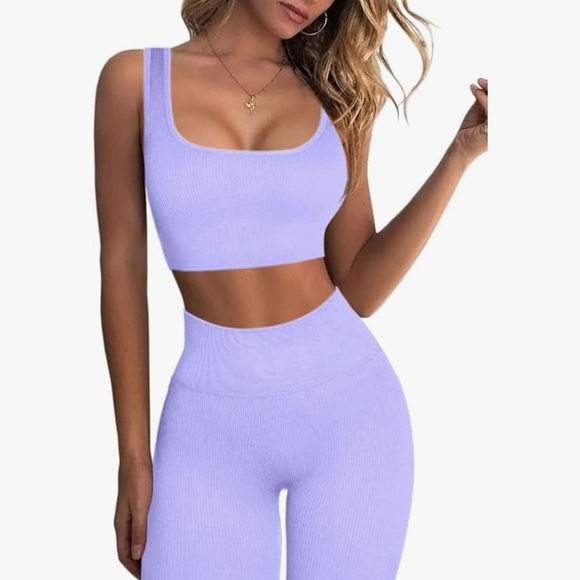 Lavender Ribbed Two-Piece Set - Picture 1 of 4